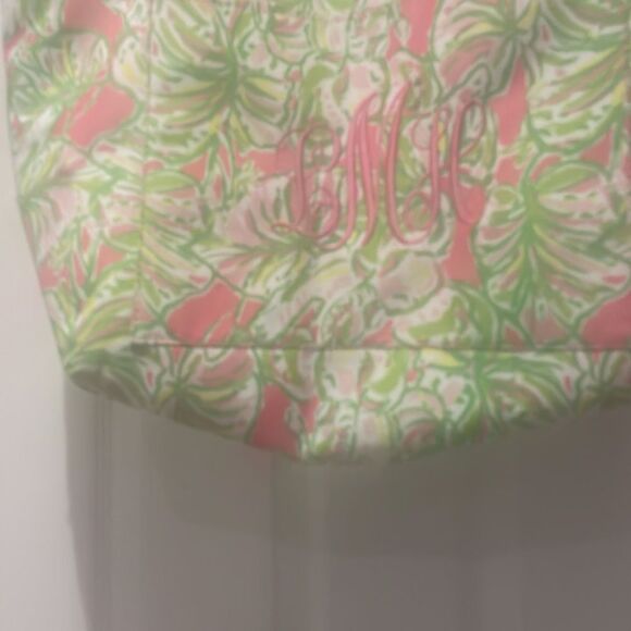 Lilly Pulitzer beach bag cooler with handles tropical print lime green and pink - Picture 3 of 10